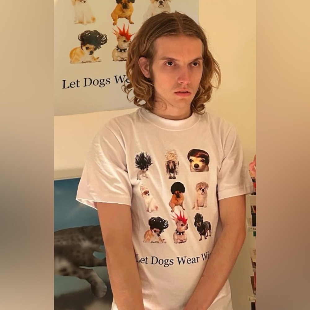*Josiah* Let Dogs Wear Wigs White T-Shirt